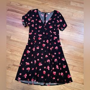 NEW women’s Gap black red floral summer sundress size M medium